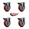 Service Caster 5'' Red Poly Wheel Swivel Bolt Hole Caster Set with Posi Lock Brakes, 4PK SCC-BH20S514-PPUB-RED-PLB-4 - alternate 5